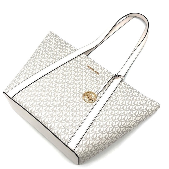 Michael Kors Pratt Large Signature Logo Tote Bag Light Cream Multi - Picture 6 of 11